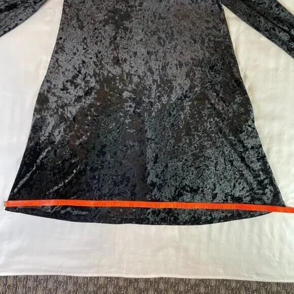 Emetla Black Crushed Velvet Swing Babydoll Dress Back Cutout Size S - Picture 10 of 15